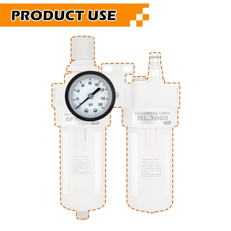 Solimeta Air Pressure Gauge for Air Compressor Air Filter, 2" Dial Center Back Mount, 1/4" NPT,0-160 Psi, 2PCS，Pressure of air and Liquid - Image 5